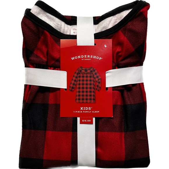 Girls Holiday Buffalo Check Flannel PJ's Nightgown - Wondershop Red Size 4 - Picture 2 of 5